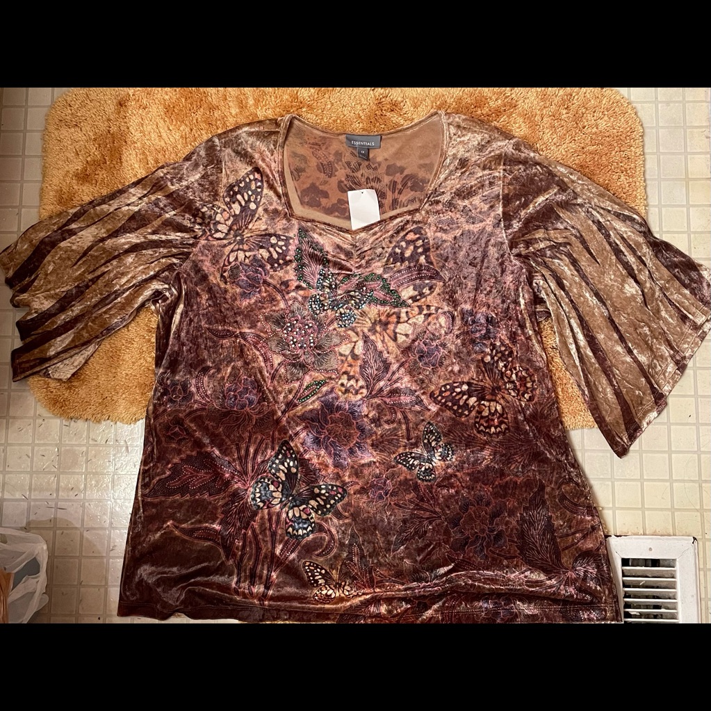 Nwt Essentials Brown Butterfly Tunic